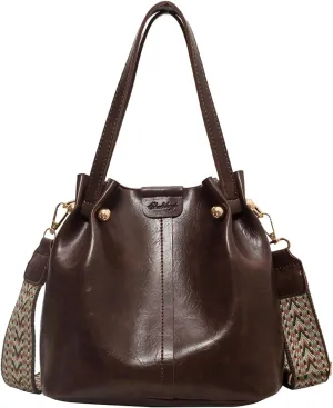 Womens Vintage Crossbody Shoulder Bucket Bags Top Handle Handbag Hobo Purses