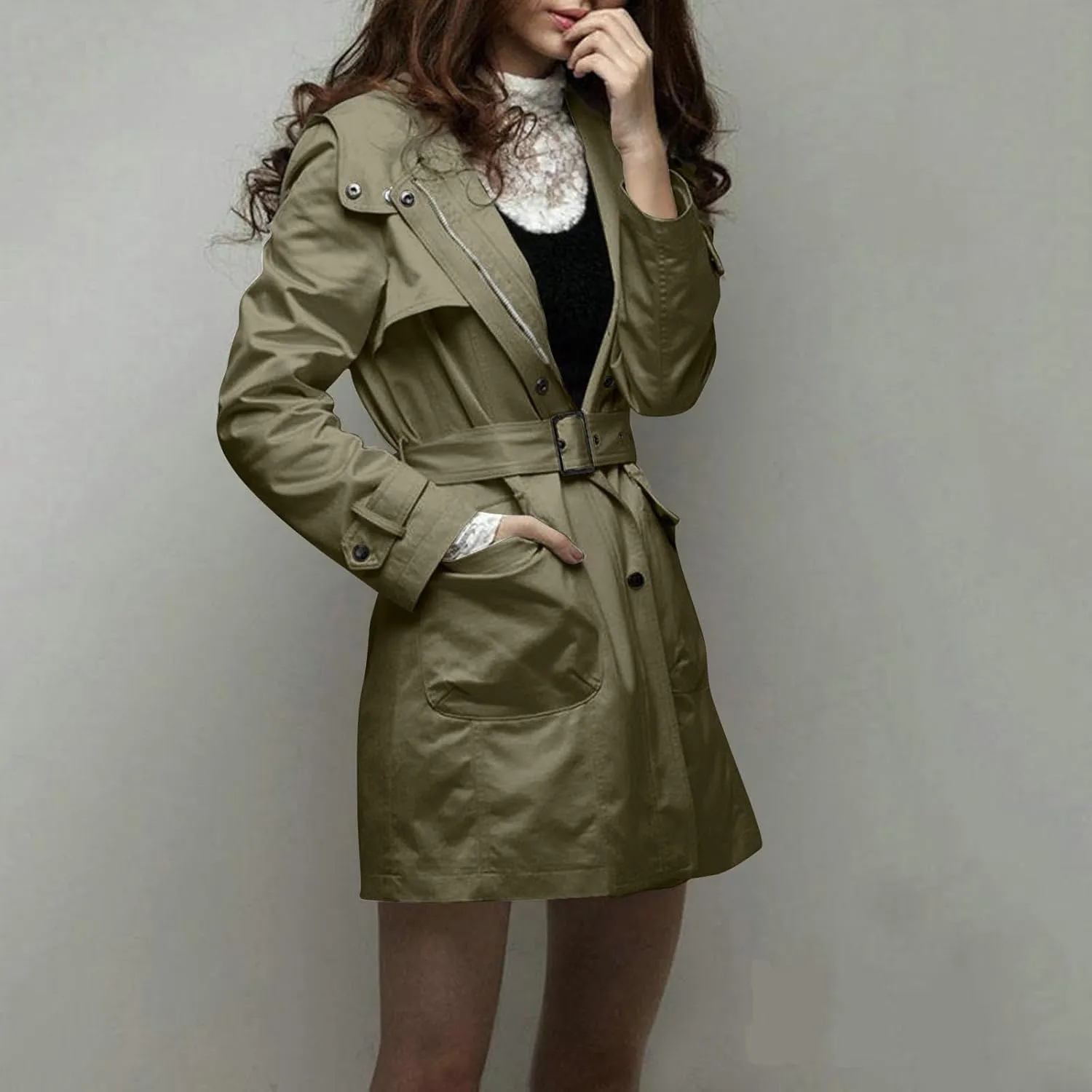 Womens Warm Winter Coats Fuzzy Fleece Lined Parka Slim Fit Thicken Sherpa Hooded Long Jackets Outerwear