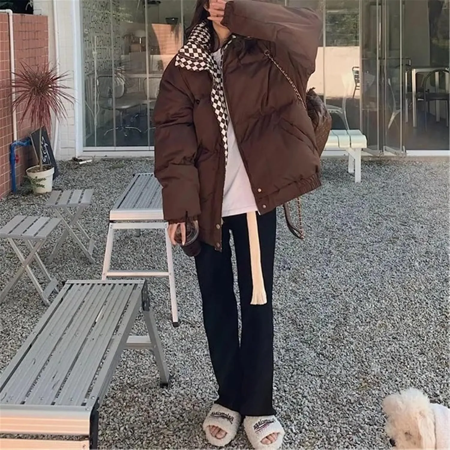 Women's Winter Down Cotton Jacket Zipper Loose Padded Coat Female Solid Thickening Warm Puffer Parkas Jackets
