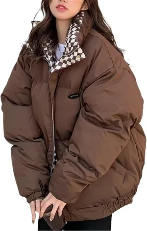 Women's Winter Down Cotton Jacket Zipper Loose Padded Coat Female Solid Thickening Warm Puffer Parkas Jackets