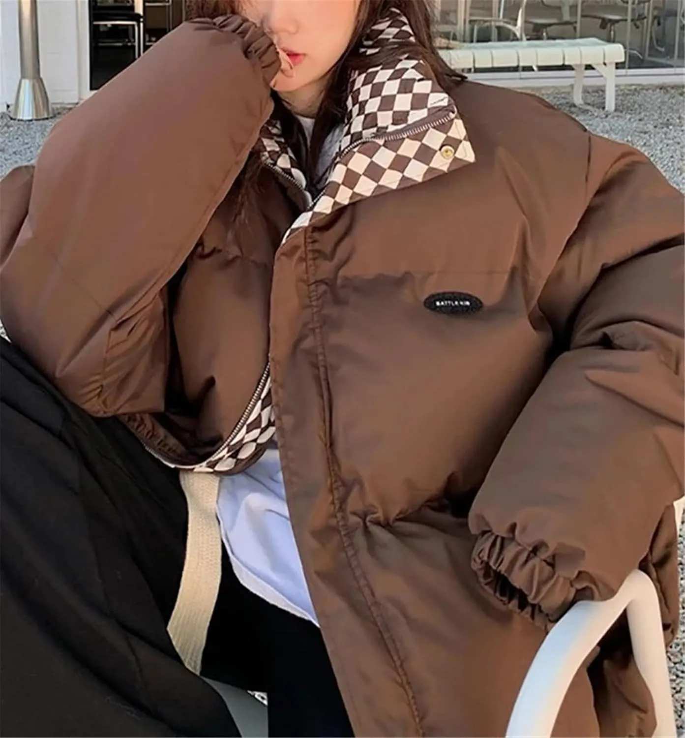 Women's Winter Down Cotton Jacket Zipper Loose Padded Coat Female Solid Thickening Warm Puffer Parkas Jackets