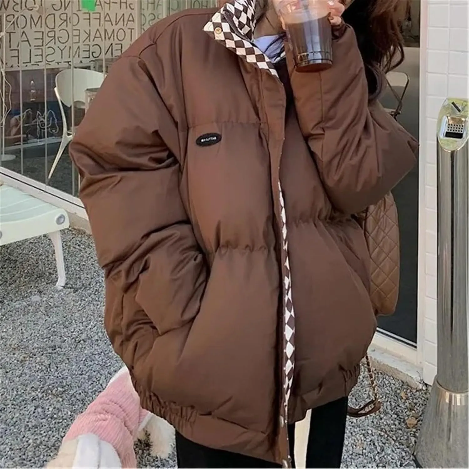 Women's Winter Down Cotton Jacket Zipper Loose Padded Coat Female Solid Thickening Warm Puffer Parkas Jackets
