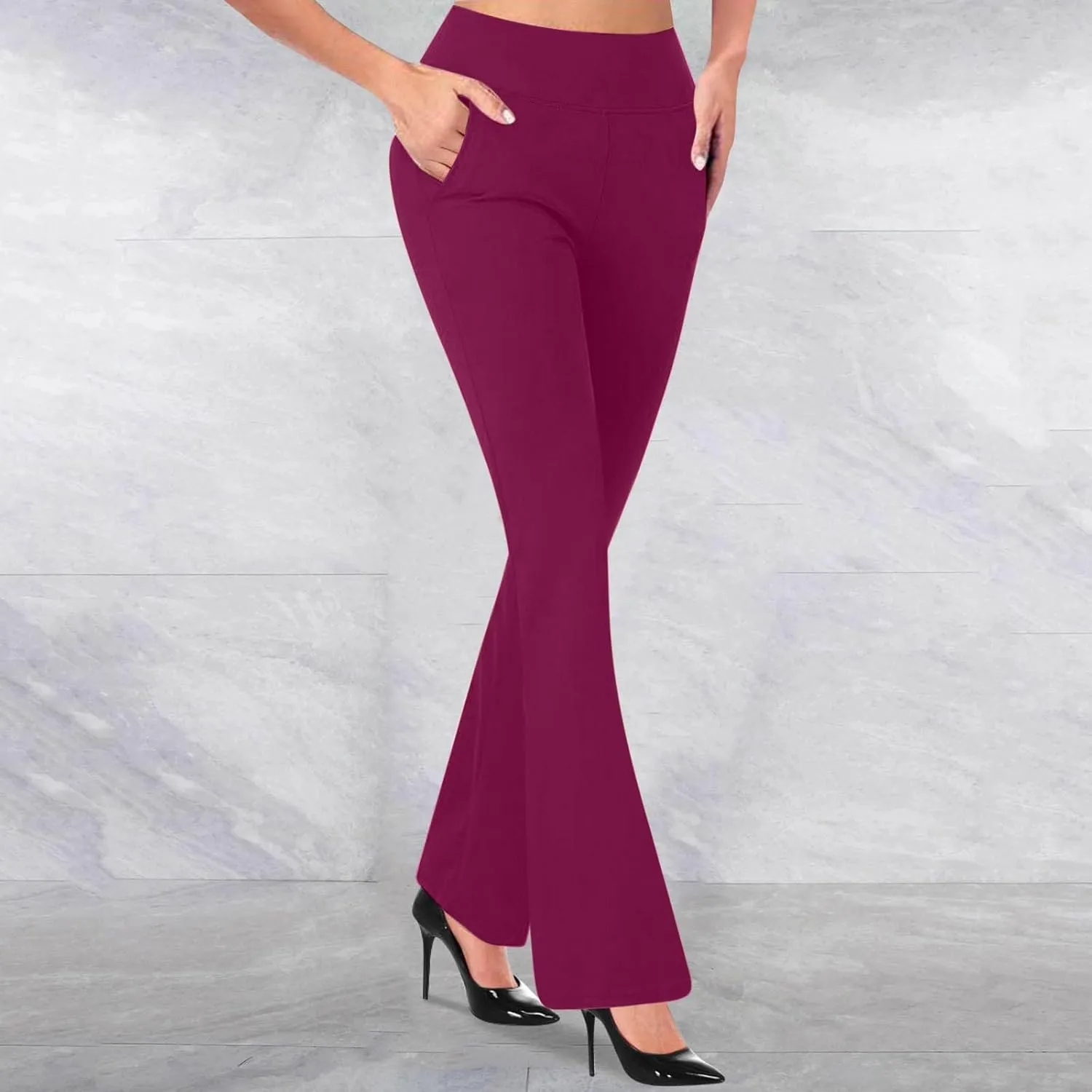 Work Pants for Women 2025 High Waist Stretch Comfy Dressy Flare Long Pants Casual Pull On Office Business Trousers