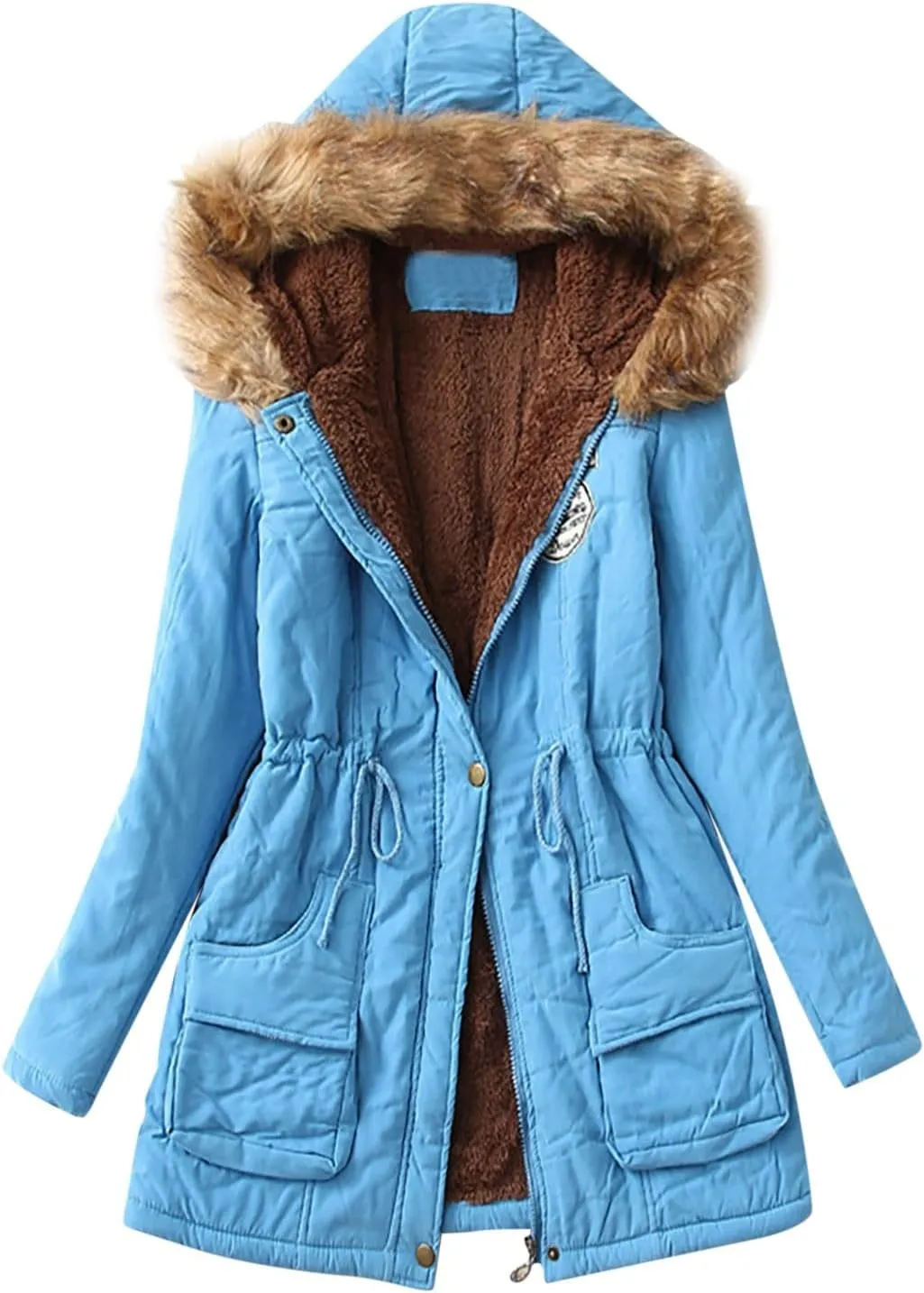 Wowomen Fluffy Fleece Jacket Warmth Tops Zipper Padded Coat Quilted Jackets Plus Size Fall Heated Jacket Sweater Soft