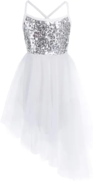 YiZYiF Kids Girl's Sequined Camisole Ballet Dress Chiffon Dance Leotard