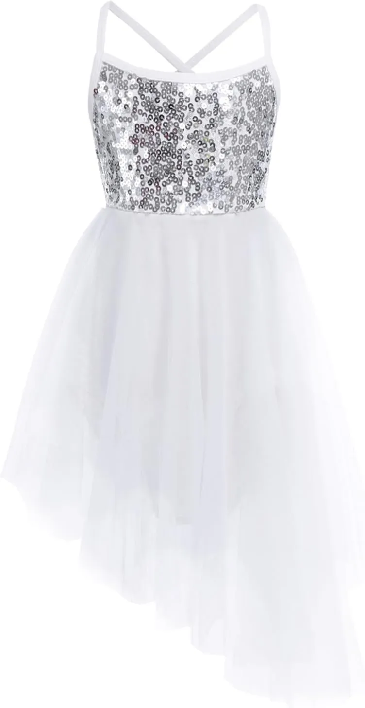 YiZYiF Kids Girl's Sequined Camisole Ballet Dress Chiffon Dance Leotard
