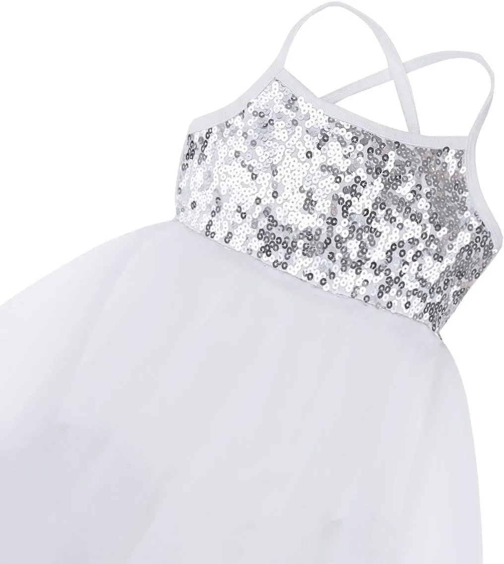 YiZYiF Kids Girl's Sequined Camisole Ballet Dress Chiffon Dance Leotard