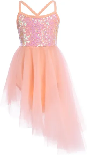 YiZYiF Kids Girl's Sequined Camisole Ballet Dress Chiffon Dance Leotard