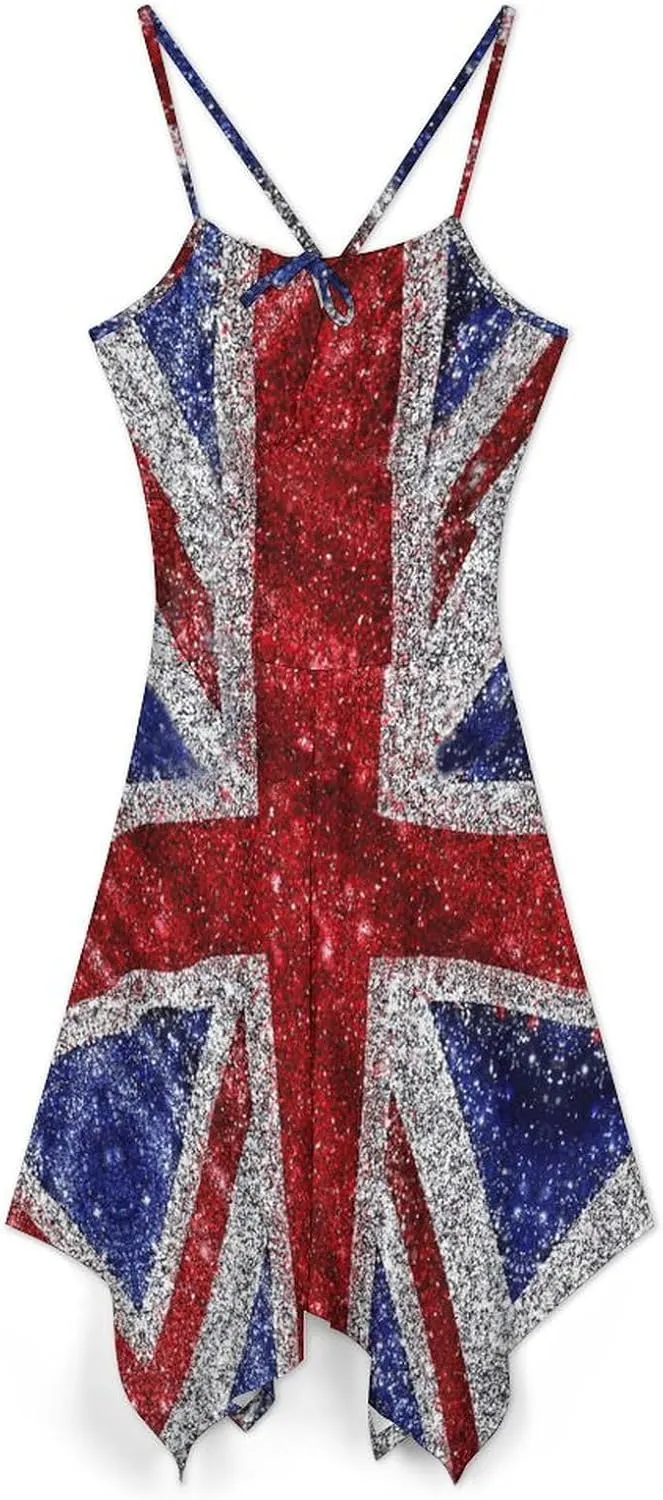 Zakqeik Women's American Flag Camisole Dress Summer Midi Dress Party Casual Dress