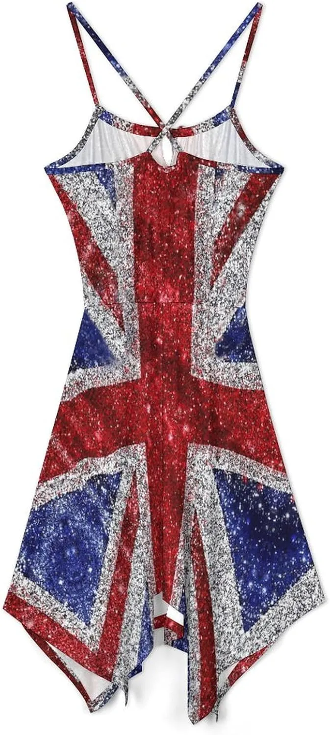 Zakqeik Women's American Flag Camisole Dress Summer Midi Dress Party Casual Dress
