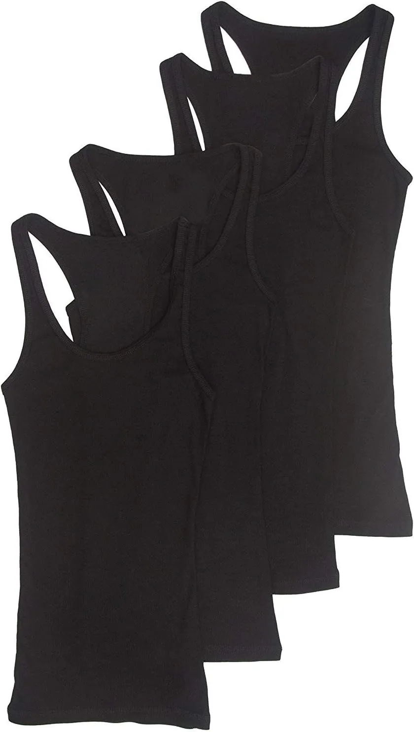 Zenana Outfitters 4 Pack Womens Basic Ribbed Racerback Tank Top