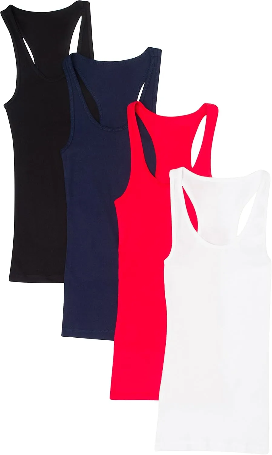Zenana Outfitters 4 Pack Womens Basic Ribbed Racerback Tank Top