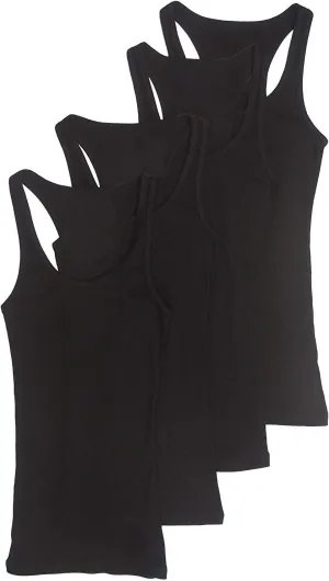 Zenana Outfitters 4 Pack Womens Basic Ribbed Racerback Tank Top